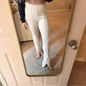 Zara Cream split-hem Women's leggings